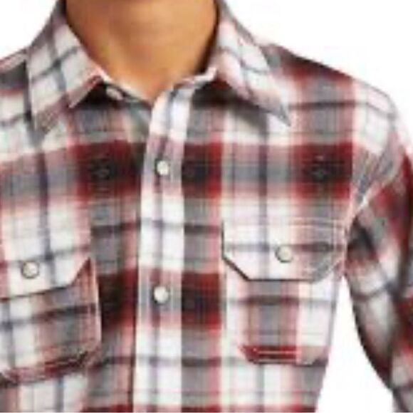 ARIAT BOYS' HAYNE RETRO PLAID PRINT LONG SLEEVE SNAP WESTERN SHIRT medium NEW - Picture 4 of 4